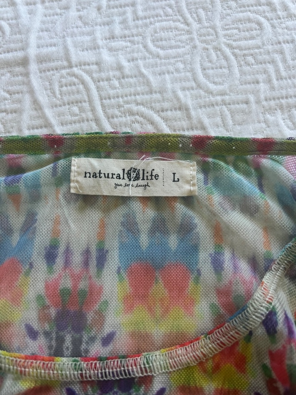 Natural Life Sloane Mesh Long Sleeve Top - Fuchsia Tie Die Sz Large - Picture 8 of 14